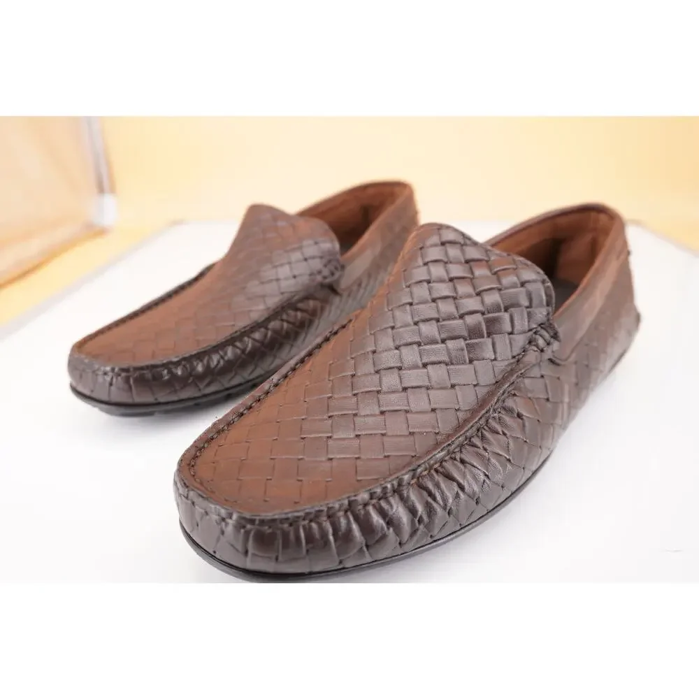 To Boot New York Bahama Dark Brown Leather Woven Men's loafers Size 9 Driver